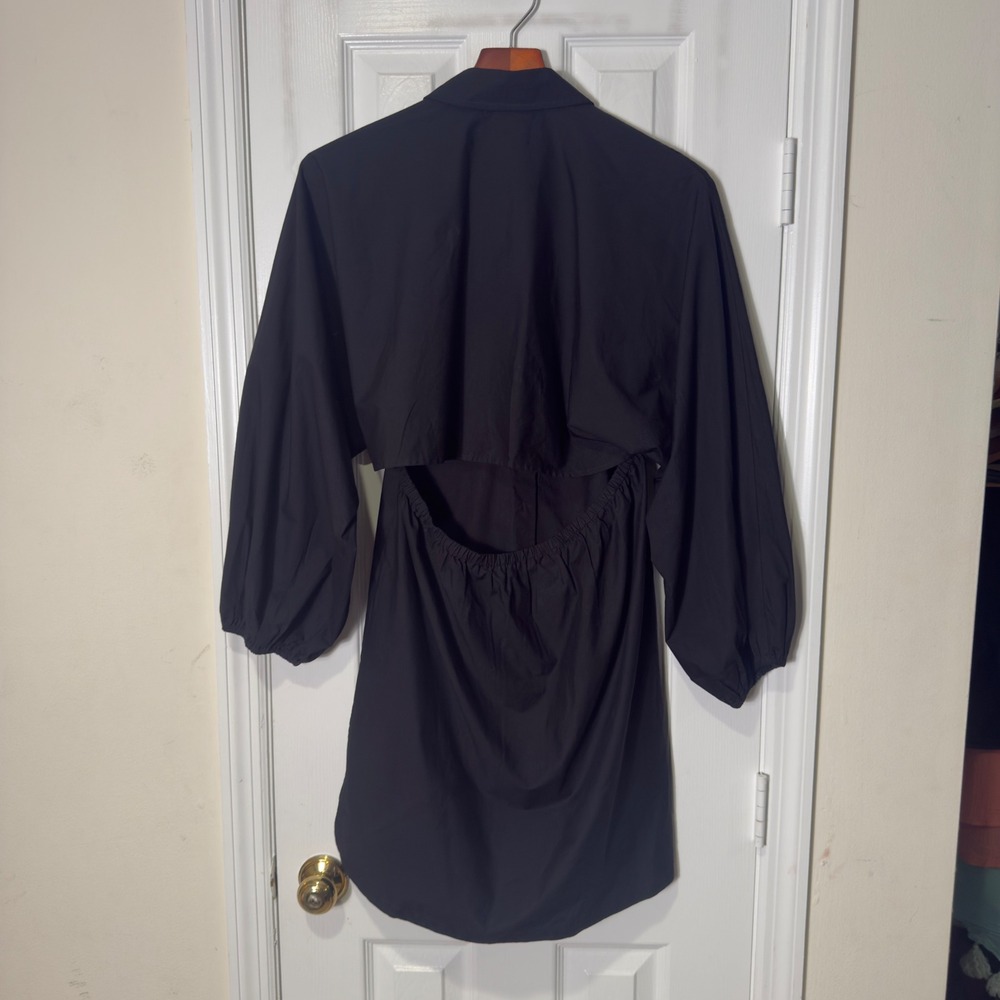 Modern Citizen Black Shirt Dress Women's Medium Button Front Minimalist Midi - Picture 8 of 11